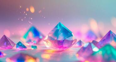 A group of colorful crystals with sparkles photo