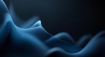 Deep Blue Abstract Waves, Elegant Fabric Texture, Smooth and Flowing Lines, Modern Art. photo