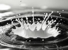 Black and white photo of a splash of milk
