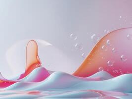 3d rendering of liquid waves and bubbles photo