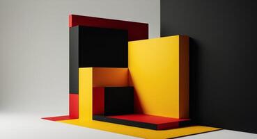 Abstract Geometric Composition with Red, Yellow and Black Rectangular Shapes. photo