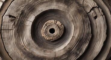 A close up of a wooden log with a hole in it photo