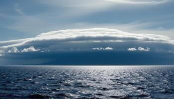 layers of clouds move quickly over a wind battered coastal plain. photo