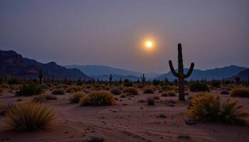 the desert glows under a full moon, every shadow sharply defined. photo