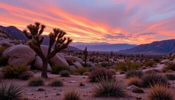 the desert sky glows in layers of pastel pink, orange, and lavender. photo