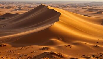 a massive sand dune casting long shadows across the desert floor. photo