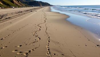 a wide bay where the tide has left intricate patterns in the sand. photo
