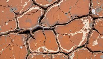 a red desert floor with petrified wood and fossilized patterns in the stone. photo