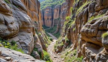 a gorge carved by centuries of rain through layers of soft limestone. photo