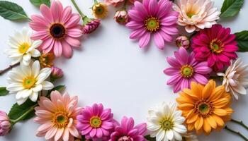 a time lapse concept of blooming flowers arranged in a circle from bud to full bloom photo