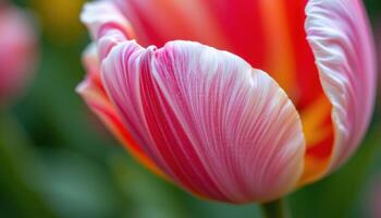 a close up view of a tulip petal revealing its delicate color gradient photo