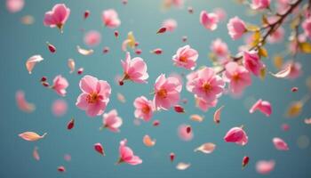 a scene of petals caught mid air in a suspended animation photo