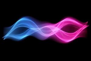 Two pink and blue waves on a black background photo