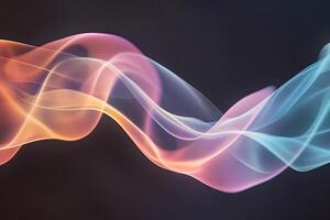 Colorful smoke waves on a black background photo
