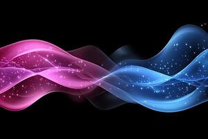 Two blue and pink waves on a black background photo