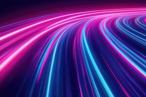 A pink and blue light trail on a dark background photo