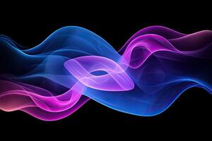 A purple and blue smoke wave on a black background photo