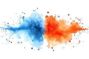 Two colors of paint splashed on a white background photo
