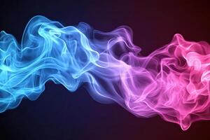 Two blue and pink smoke waves on a black background photo