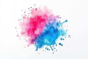 A blue and pink paint splatter on a white background photo