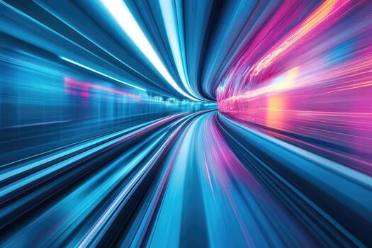 Abstract motion blur of a train moving through a tunnel photo