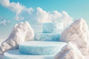3d rendering of a staircase made of ice photo