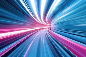 Abstract light tunnel with blue and pink streaks photo