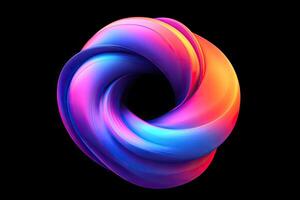 A colorful swirl on a black background photo