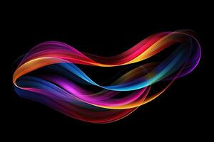 Abstract colorful waves on black background photo