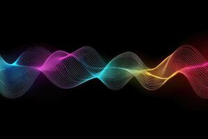 Colorful wave background with black background photo