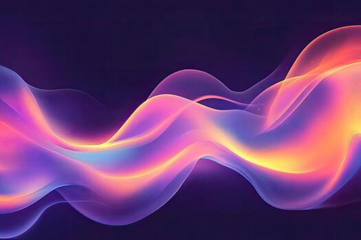 A colorful wave of smoke is shown on a dark background photo