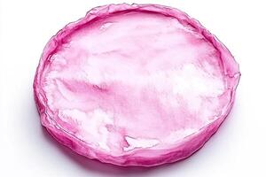 A pink cake with a white background photo
