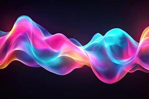 Colorful wave of light on black background photo