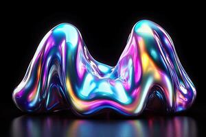 A colorful, shiny object with a black background photo