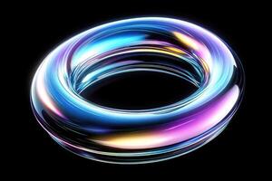 A ring made of colorful glass on a black background photo