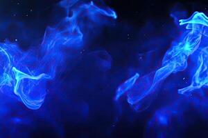 Blue smoke on a black background photo