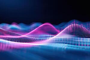 A wave of pink and blue lights in the background photo