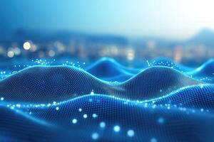 3d illustration of waves and dots on the ocean photo