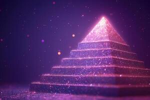 A pyramid with pink glitter on it photo