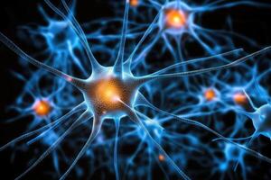 Neurons are shown in blue and yellow photo