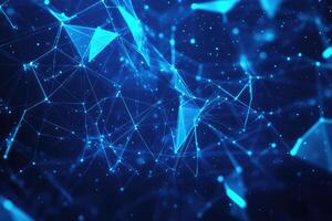 Abstract blue background with connected lines and dots photo