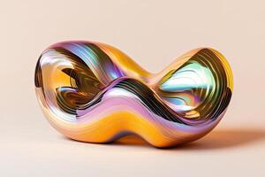 A colorful glass sculpture with a wave shape photo