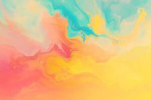 Colorful abstract painting with a yellow, blue and pink background photo