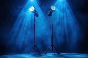Two spotlight lights on a stage photo