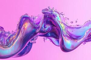 A purple liquid is splashing on a pink background photo