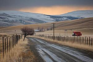 A fence on the side of the road photo