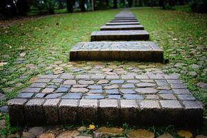 Stepping stones in the park photo