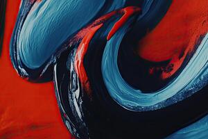 A painting of a blue and red swirl photo
