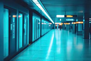 A train is in the middle of a subway station photo