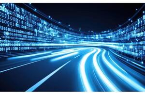A road with a digital image of data photo
